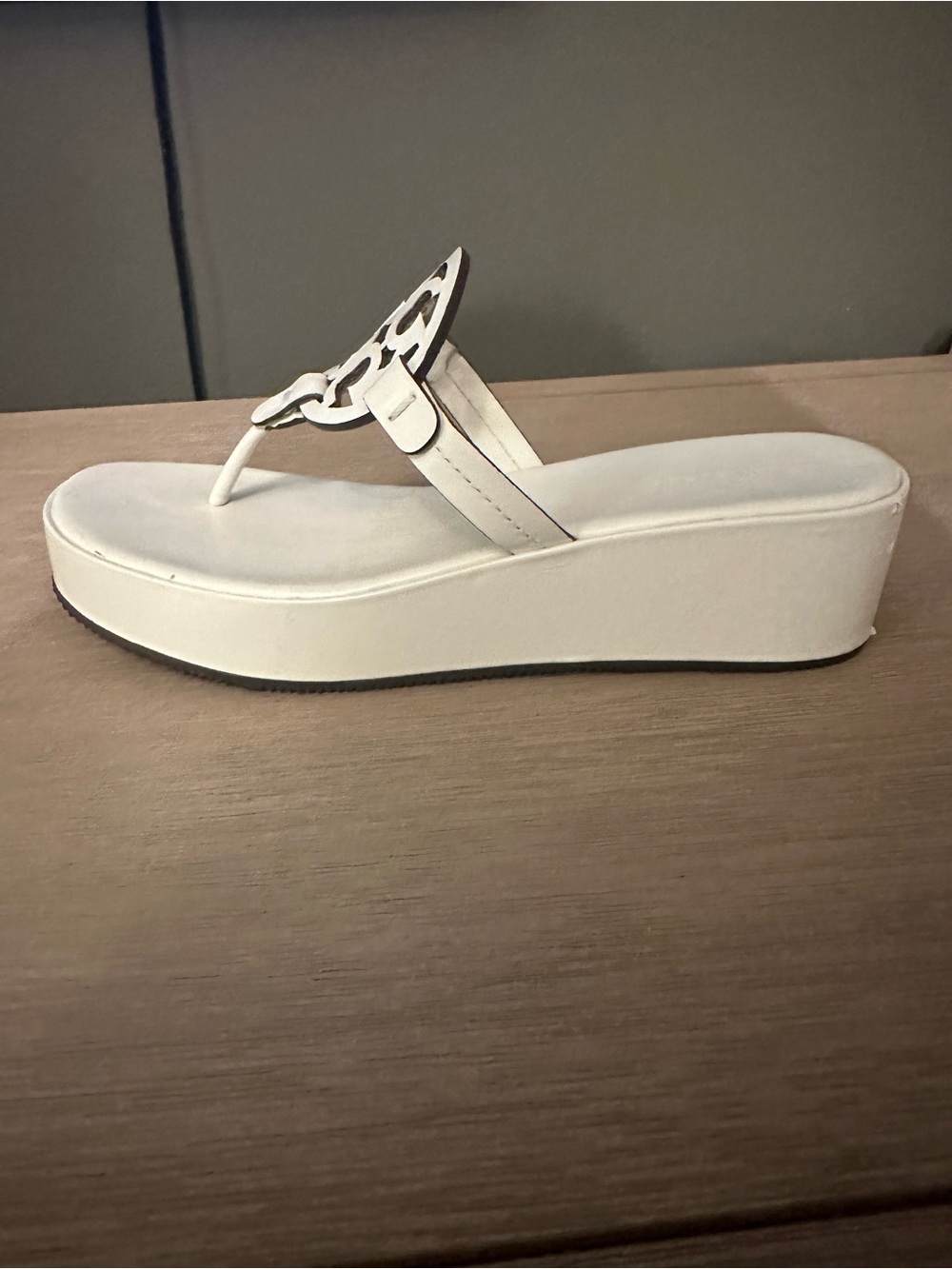 Tory Burch White Miller Wedge Sandals - Picture 12 of 14